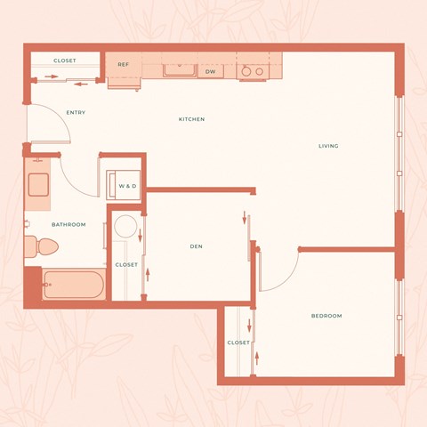 The Warren in Spokane, WA One Bedroom with Den A Floor Plan